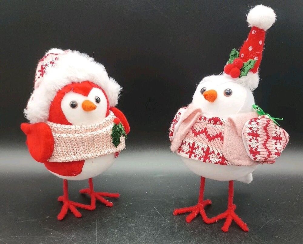 2 Target Spritz Christmas Sweater Birds Holly Red White Hat Present